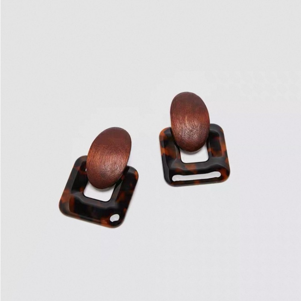 BNWT Zara Brown and Tortoiseshell Earrings - Picture 2 of 7